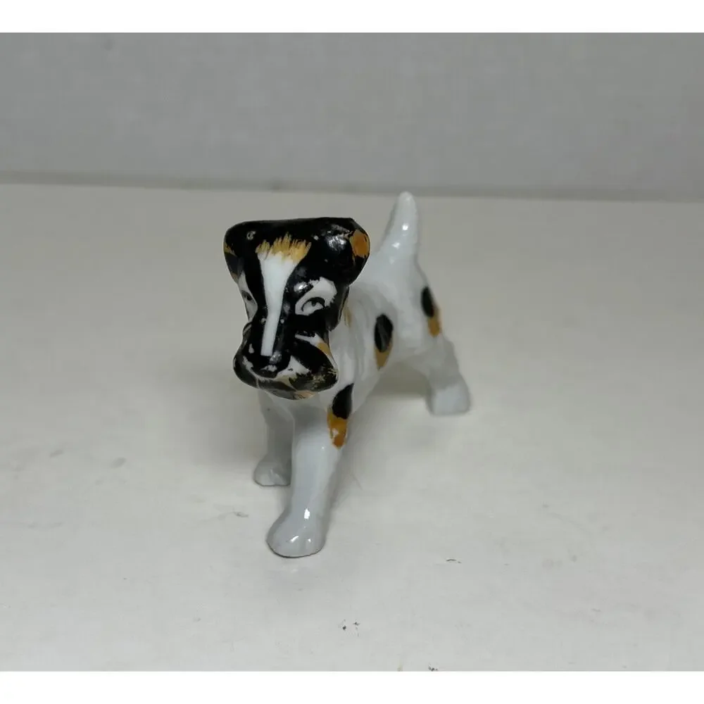 Vtg Black & White Terrier Dog Porcelain 3